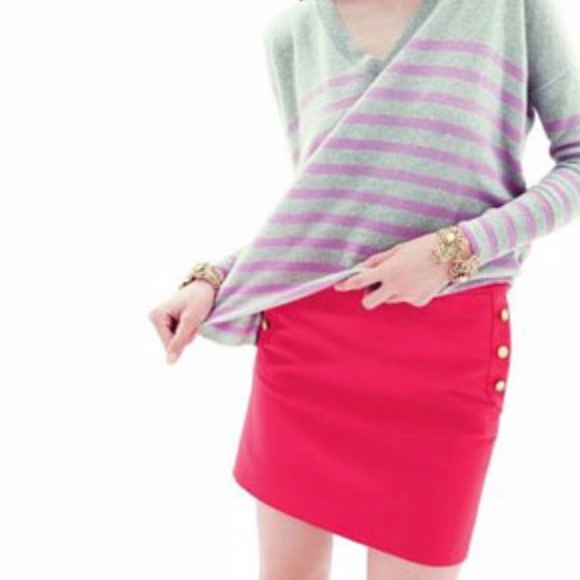 ✨HP✨NWT {J Crew} Pink Skirt w/ Gold Sailor Buttons - Picture 2 of 7
